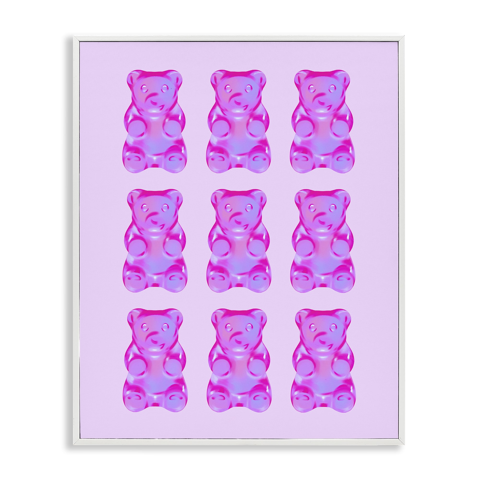 Stupell Industries Purple Ombre Candy Bears Food & Beverage Painting White Framed Art Print Wall Art, 11 x 14