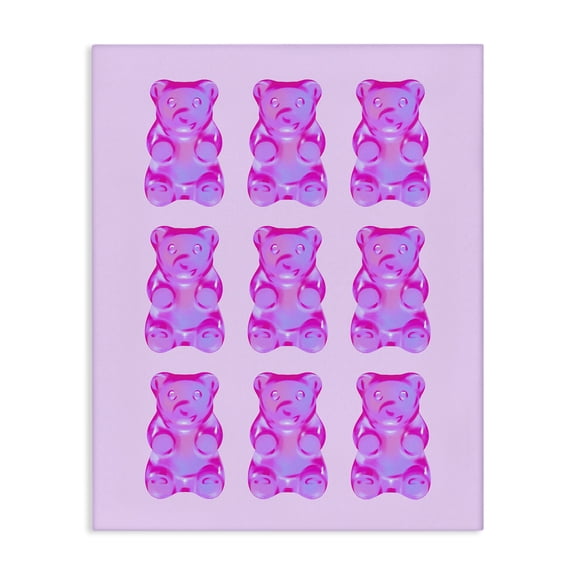 Stupell Industries Purple Ombre Candy Bears Food & Beverage Painting Wrapped Canvas Art Print Wall Art, 16 x 20