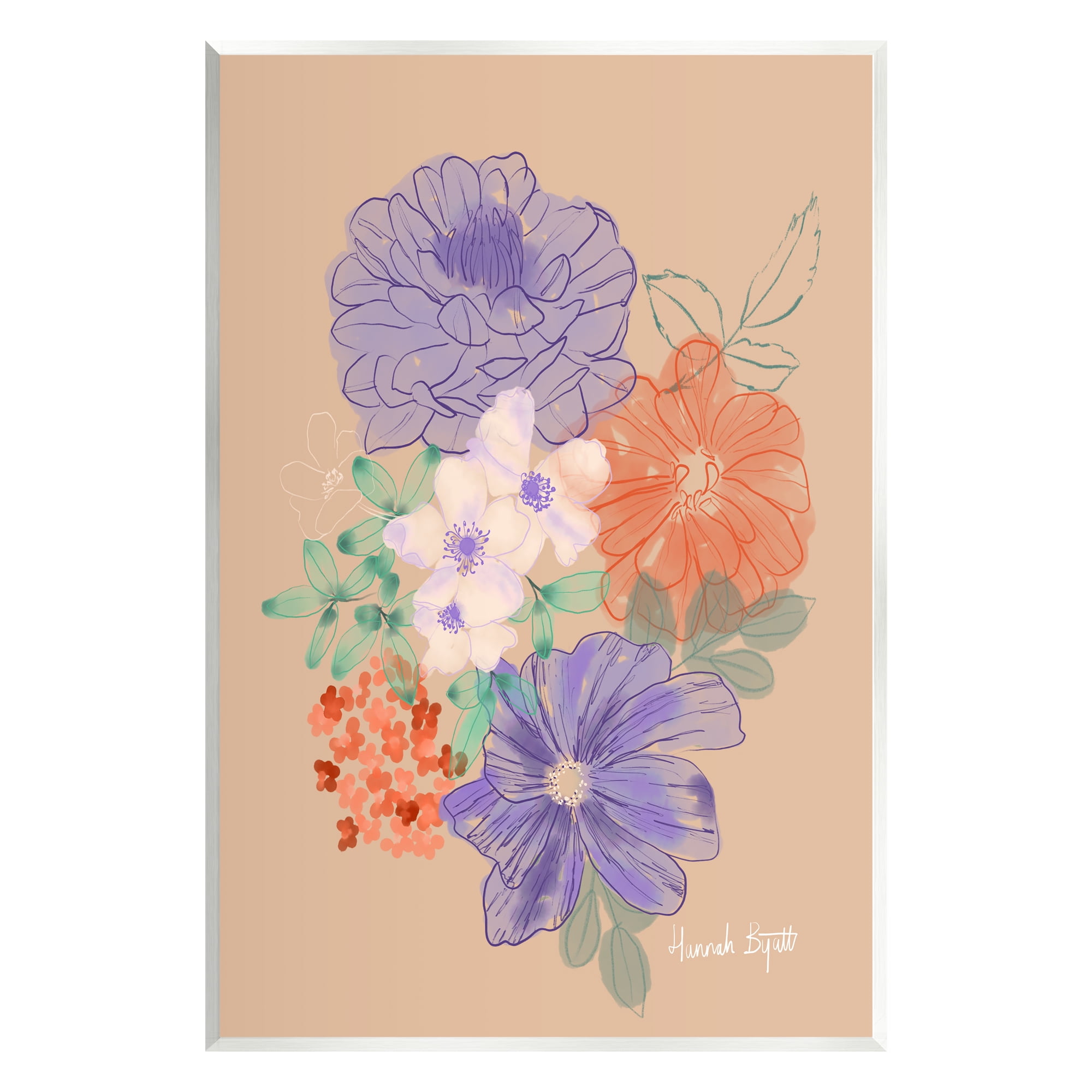 Stupell Industries Purple & Orange Flowers Botanical & Floral Painting Unframed Art Print Wall Art, 13 x 19