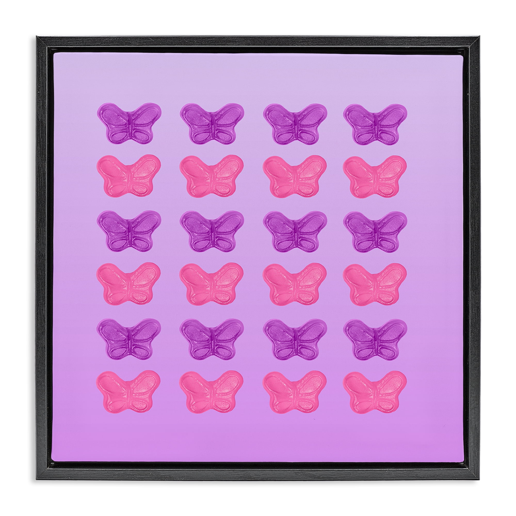 Stupell Industries Purple & Pink Butterfly Candies Black Framed Floater Canvas Wall Art, design by LISH Creative
