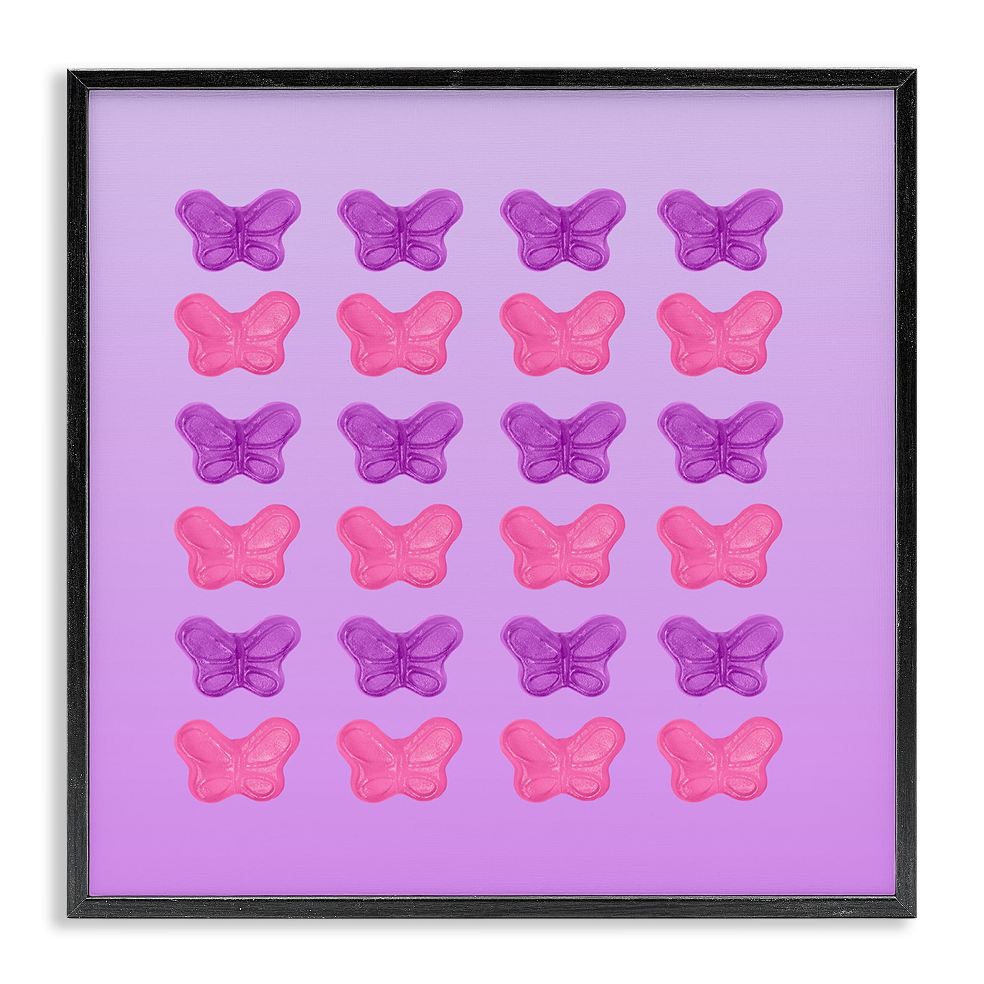 Stupell Industries Purple & Pink Butterfly Candies Black Framed Giclee Art, design by LISH Creative