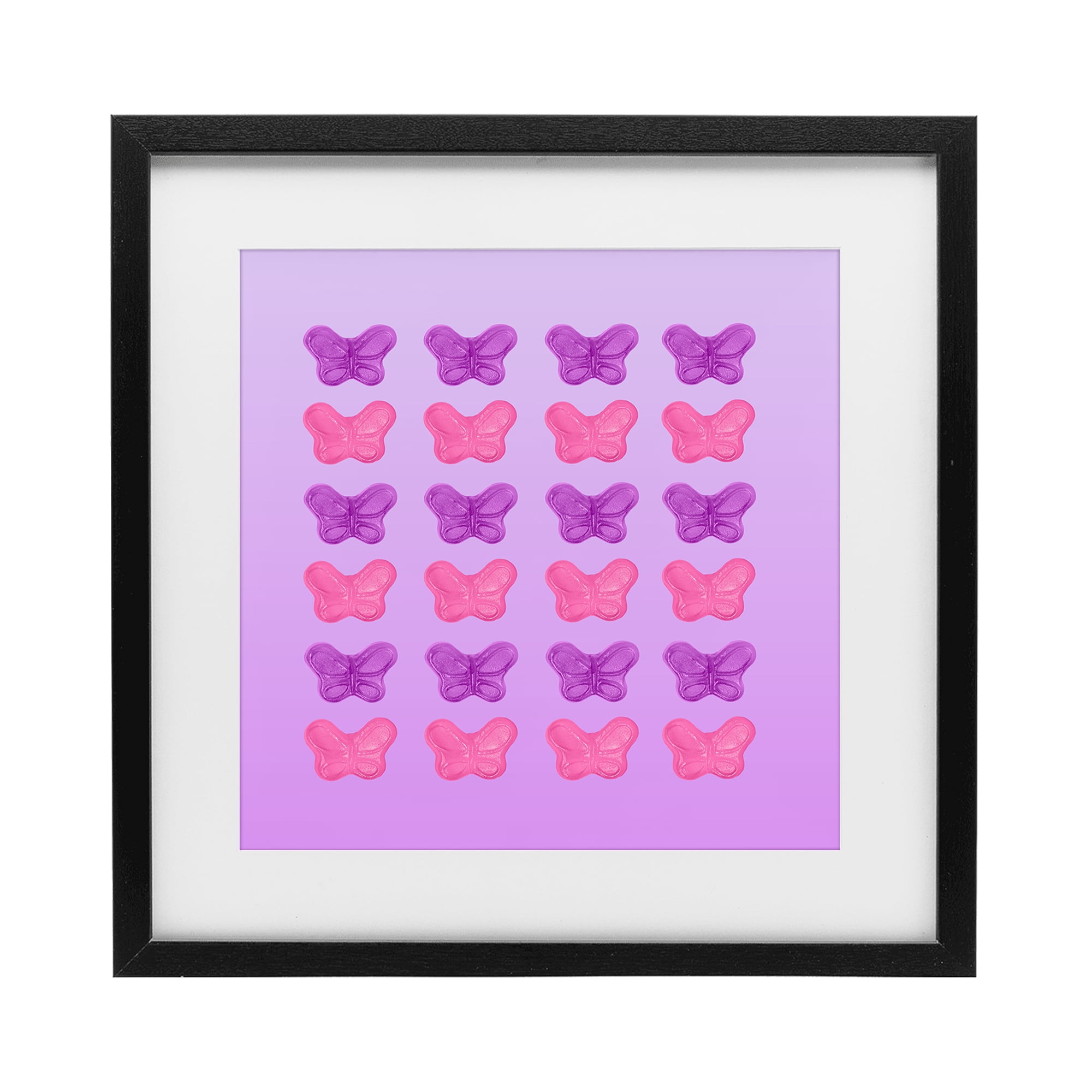 Stupell Industries Purple & Pink Butterfly Candies Black Framed Print Under Glass, design by LISH Creative