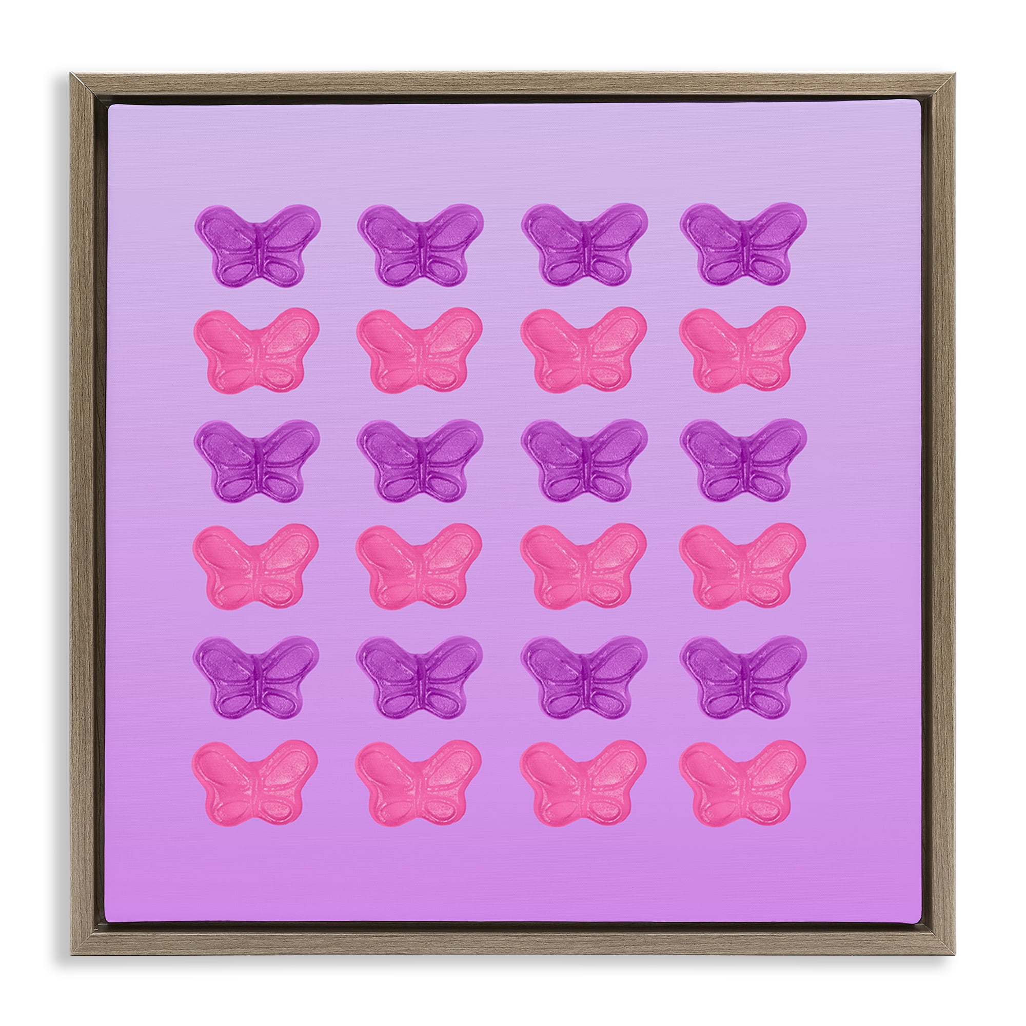 Stupell Industries Purple & Pink Butterfly Candies Brown Framed Floater Canvas Wall Art, design by LISH Creative