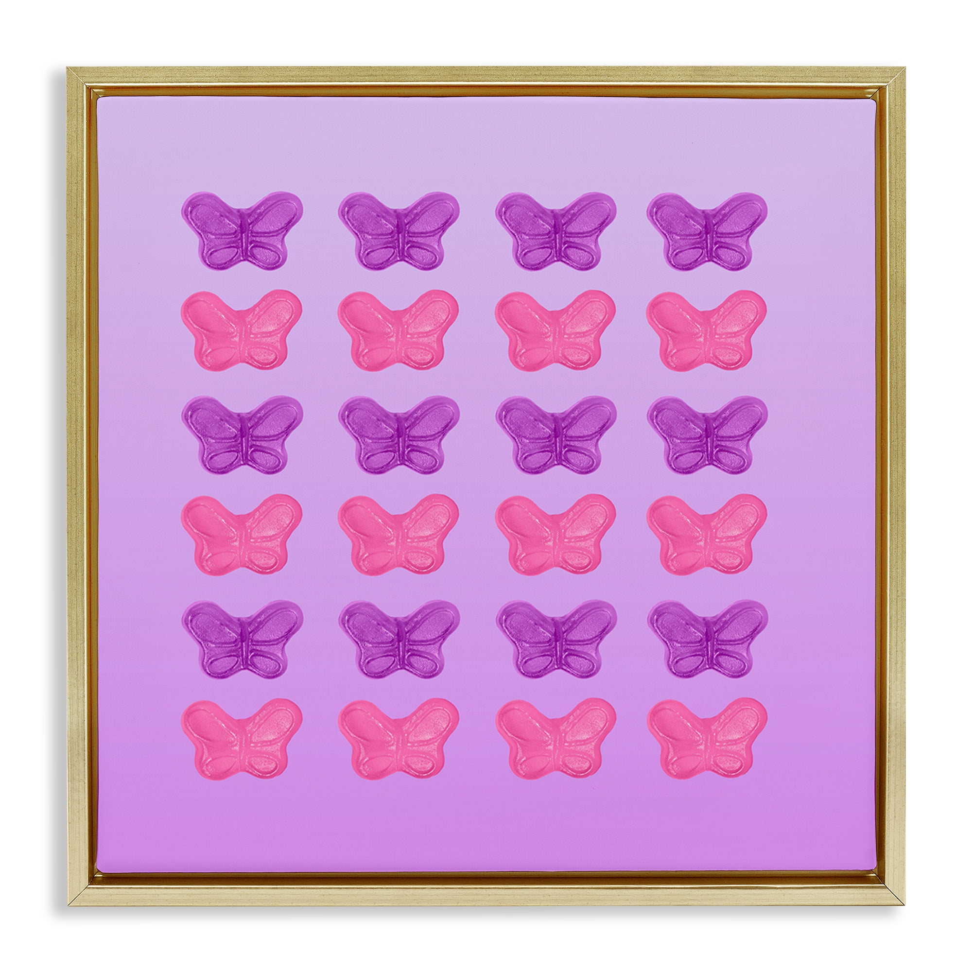 Stupell Industries Purple & Pink Butterfly Candies Gold Framed Floater Canvas Wall Art, design by LISH Creative