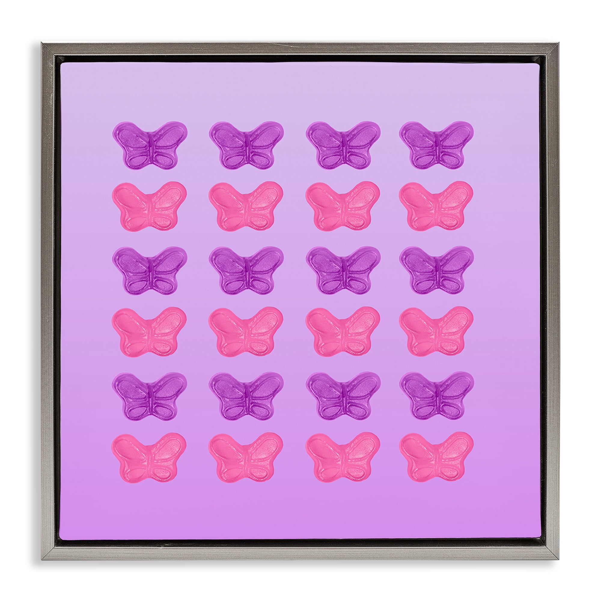 Stupell Industries Purple & Pink Butterfly Candies Gray Framed Floater Canvas Wall Art, design by LISH Creative
