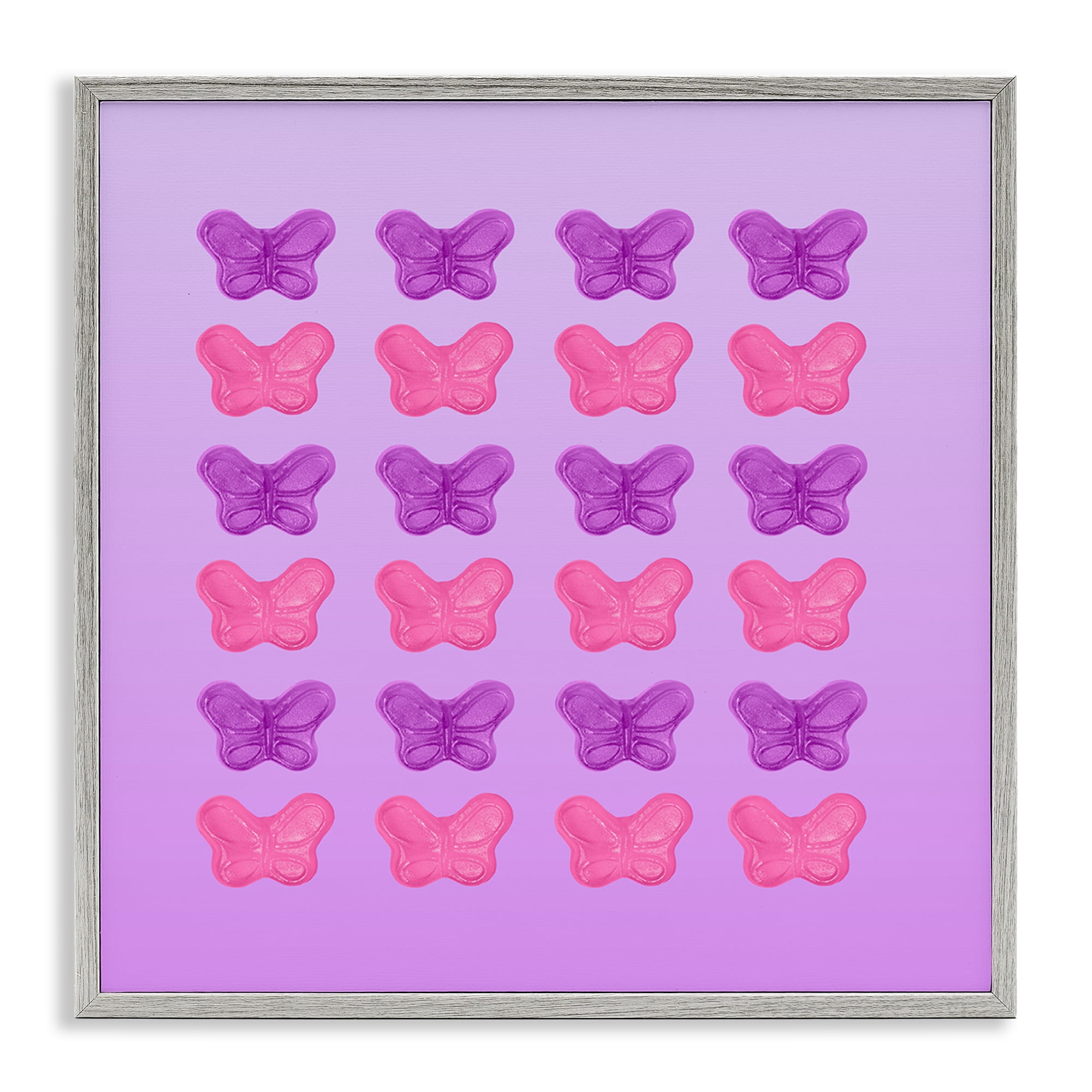 Stupell Industries Purple & Pink Butterfly Candies Gray Framed Giclee Art, design by LISH Creative