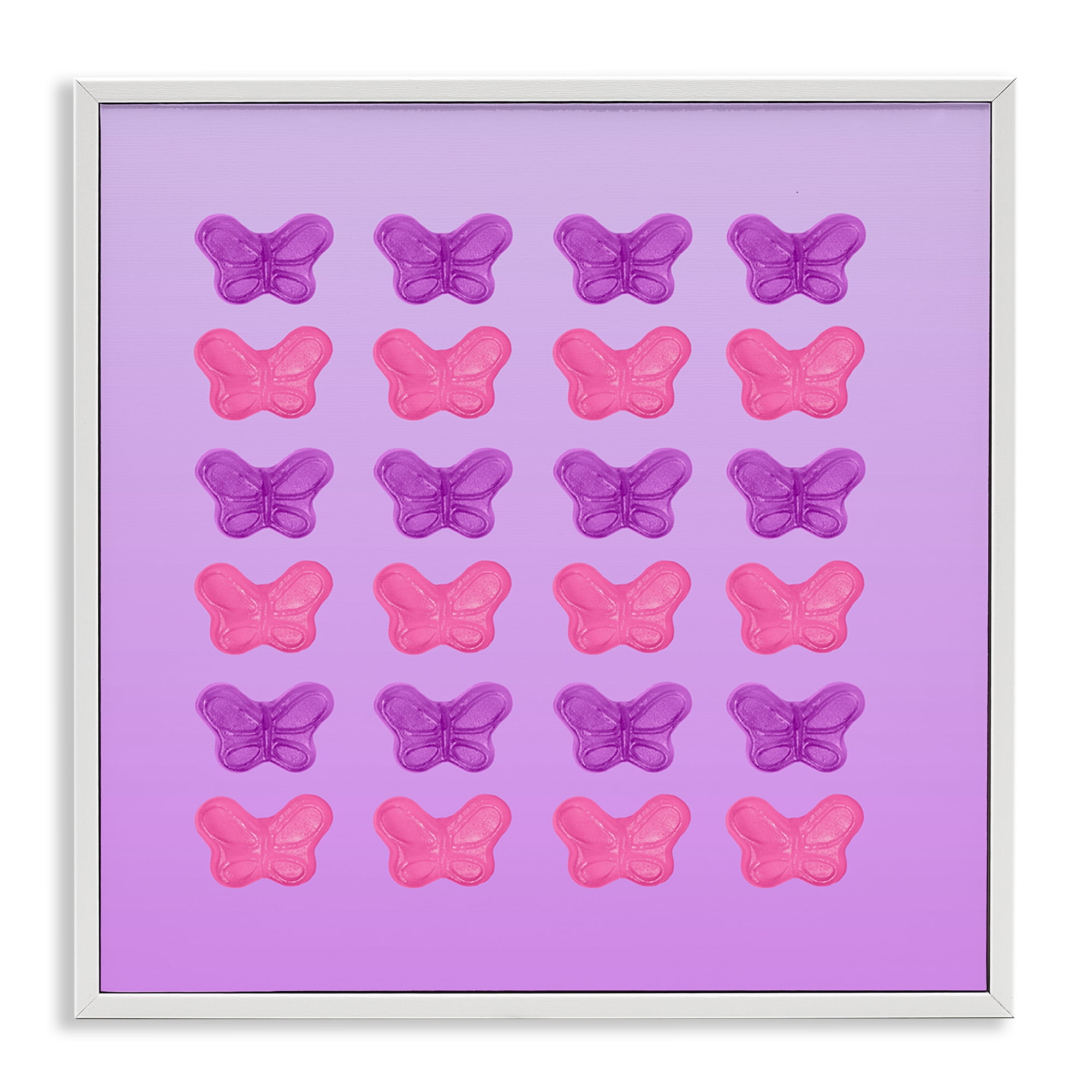 Stupell Industries Purple & Pink Butterfly Candies White Framed Giclee Art, design by LISH Creative