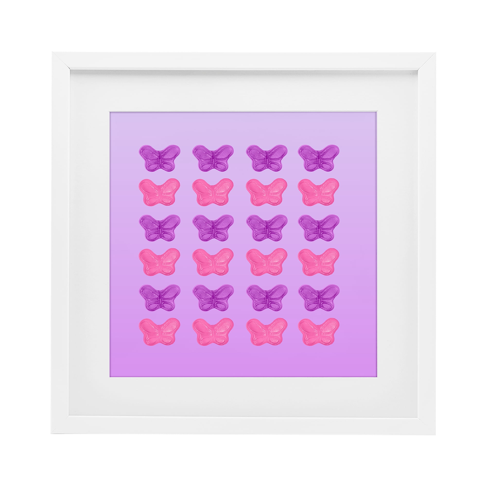 Stupell Industries Purple & Pink Butterfly Candies White Framed Print Under Glass, design by LISH Creative