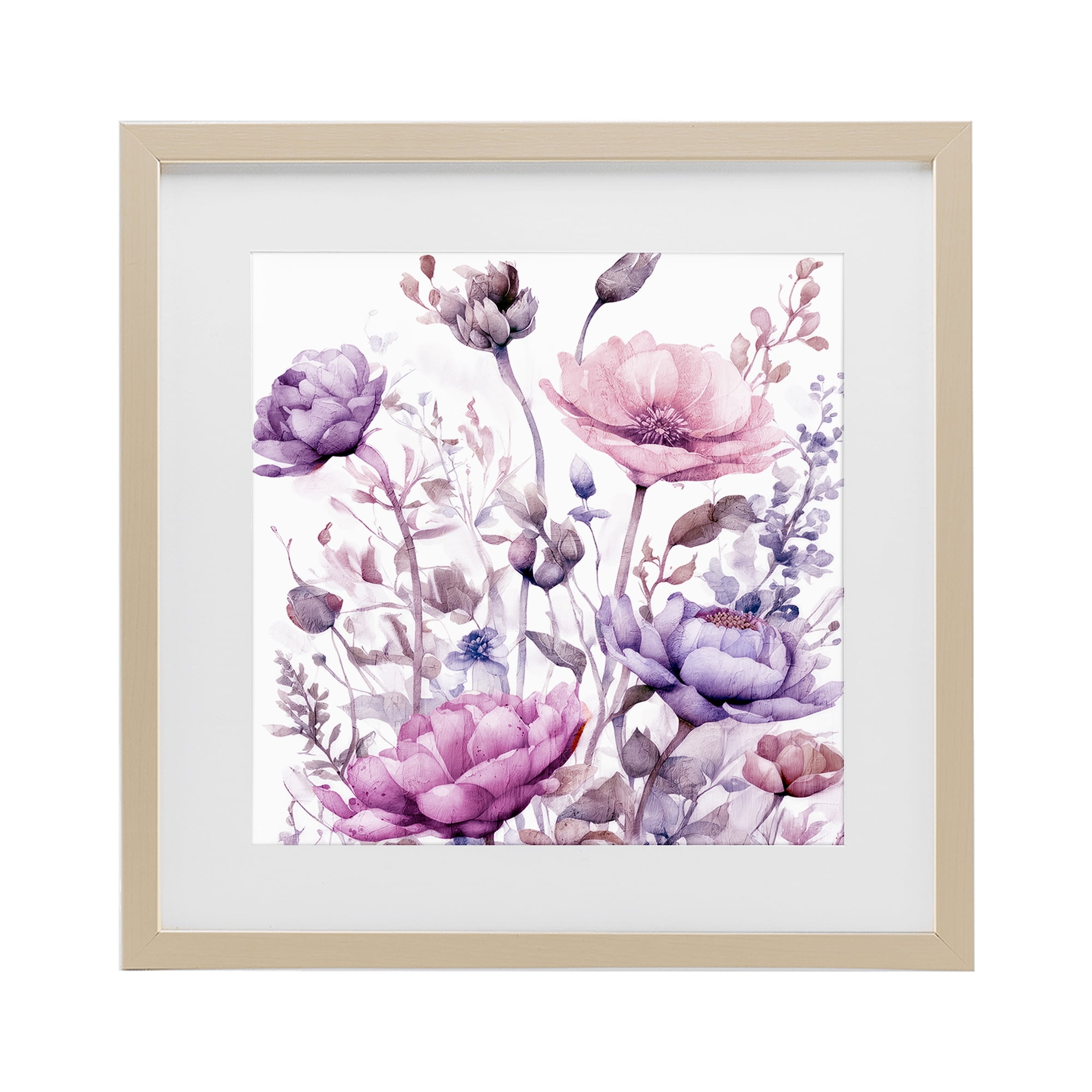 Stupell Industries Purple & Pink Florals Birch Framed Print Under Glass, design by Kim Lewis