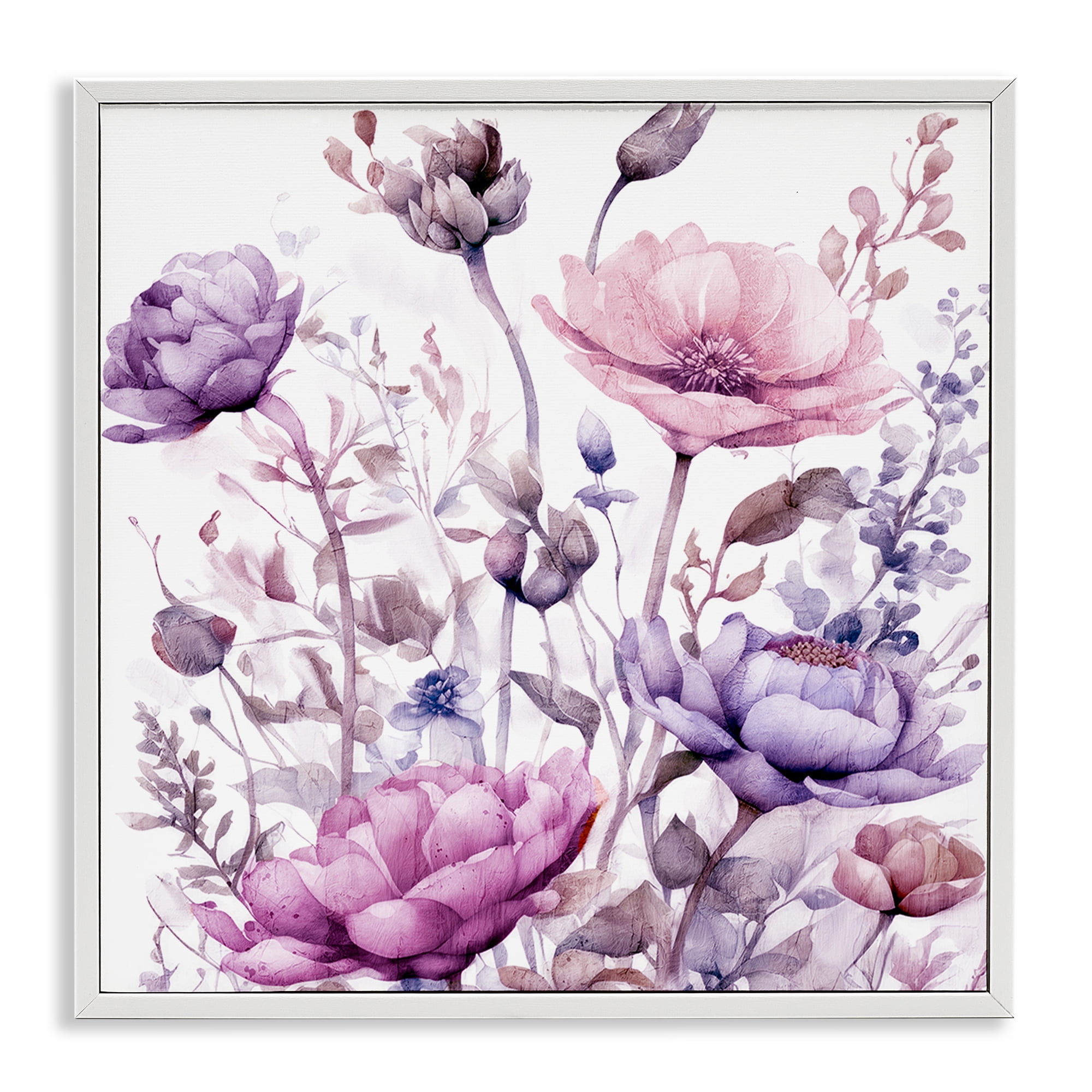 Stupell Industries Purple & Pink Florals White Framed Giclee Art, design by Kim Lewis
