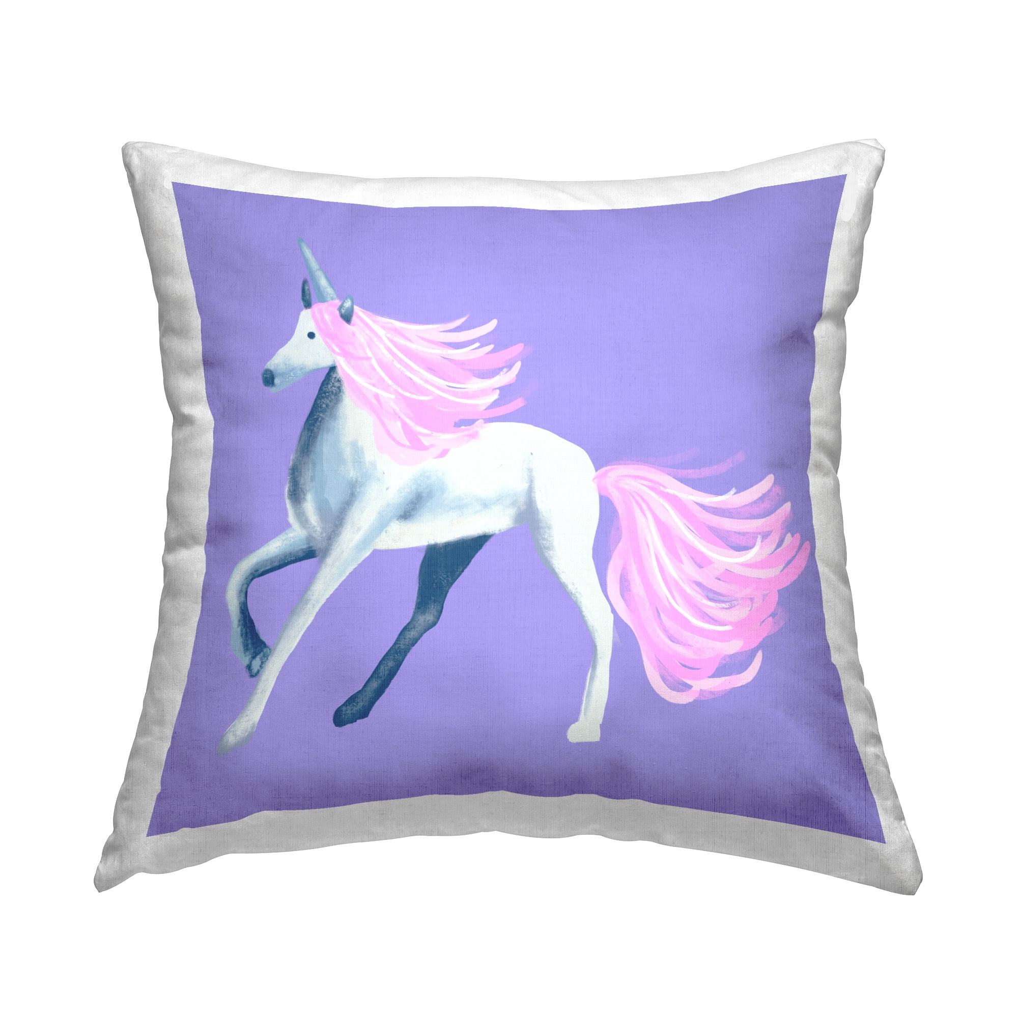 Stupell Industries Purple & Pink Unicorn Square Decorative Printed Throw Pillow, 18 x 18