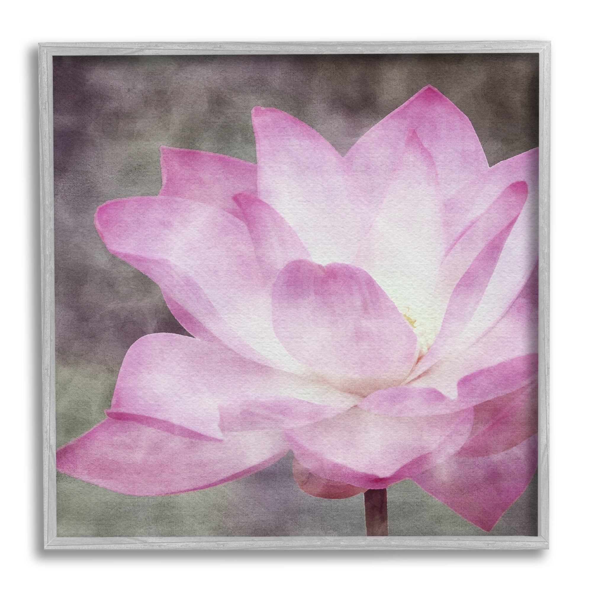 Stupell Industries Purple Pond Lily Botanical & Floral Painting Gray Framed Art Print Wall Art, 12 x 12