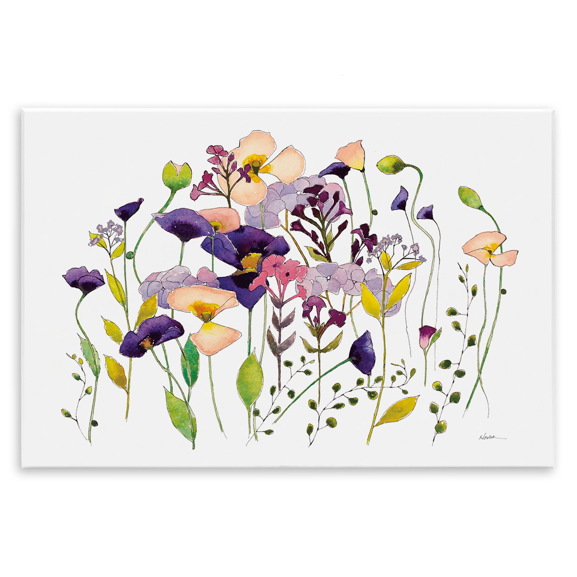 Purple and Yellow Floral Botanical MDF Wood Wall Art, 15 x 10