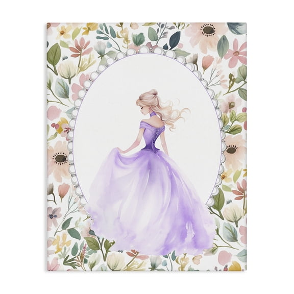 Stupell Industries Purple Princess with Pearl Border Canvas Wall Art, design by Christine Simpson Art