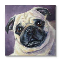Stupell Industries Purple Pug Face Portrait Animals & Insects Painting Gallery Wrapped Canvas Print Wall Art