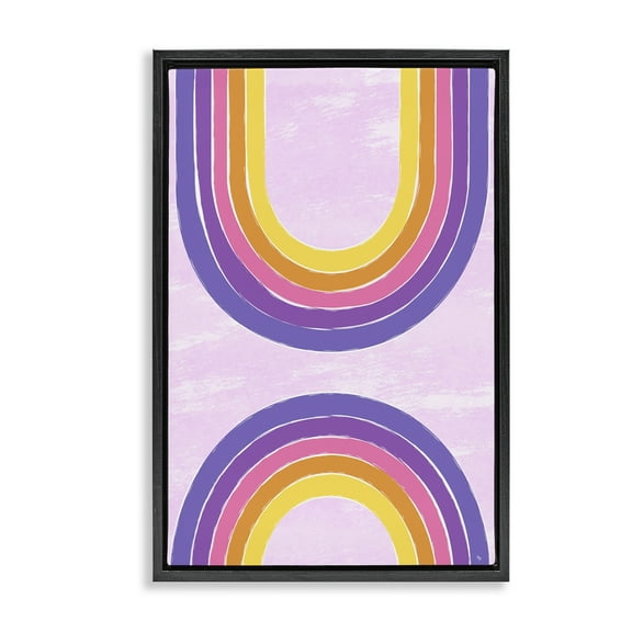 Stupell Industries Purple Rainbow Arches Landscape Painting Black Floater Framed Art Print Wall Art, 17 x 25