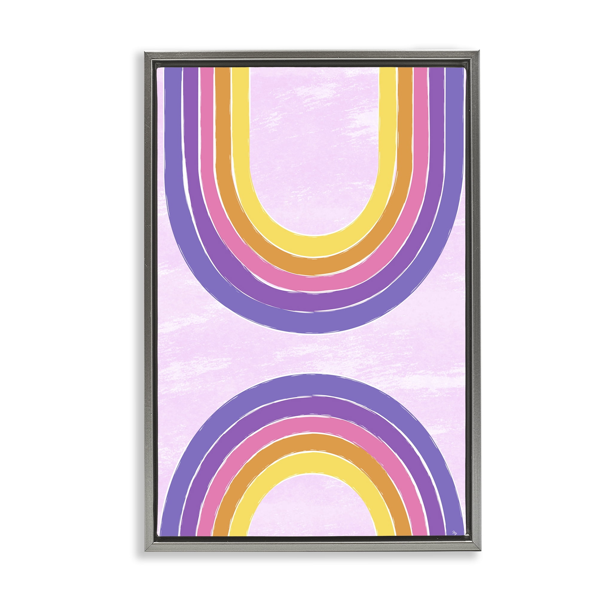 Stupell Industries Purple Rainbow Arches Landscape Painting Gray Floater Framed Art Print Wall Art, 17 x 25