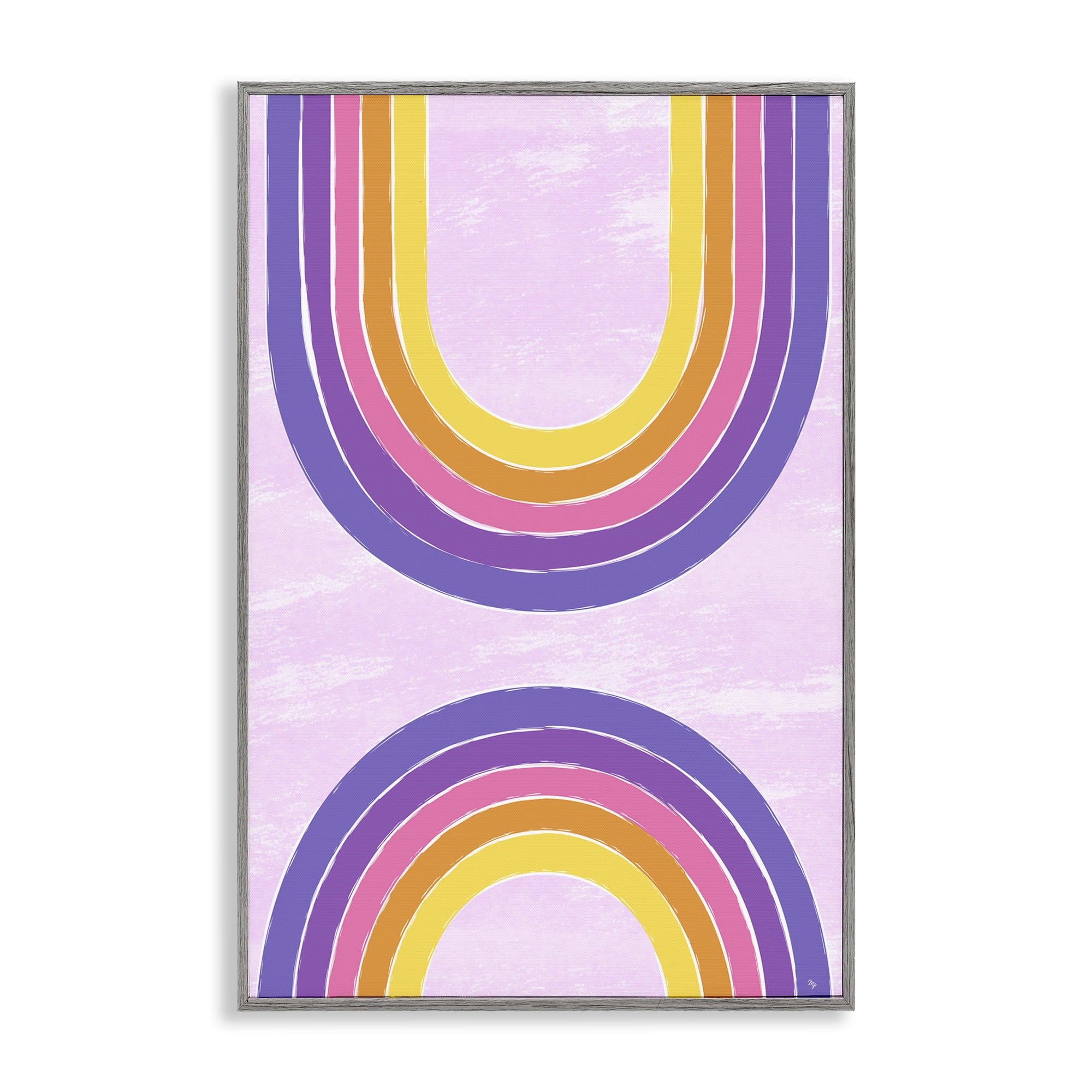 Stupell Industries Purple Rainbow Arches Landscape Painting Gray Framed Art Print Wall Art, 16 x 24