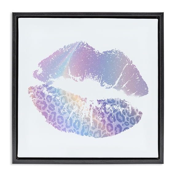 Stupell Industries Art Deco Purple Rainbow Lipstick Black Floating Frame Canvas Art, 18 x 18, by Kim Allen