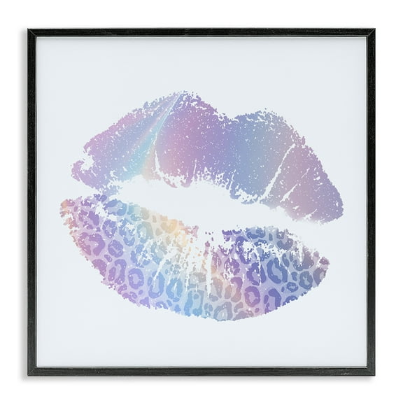 Stupell Industries Purple Rainbow Lipstick Fashion Painting Black Framed Art Print Wall Art, 12 x 12