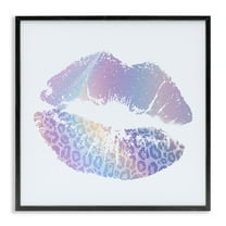 Stupell Industries Purple Rainbow Lipstick Fashion Painting Black Framed Art Print Wall Art, 12 x 12