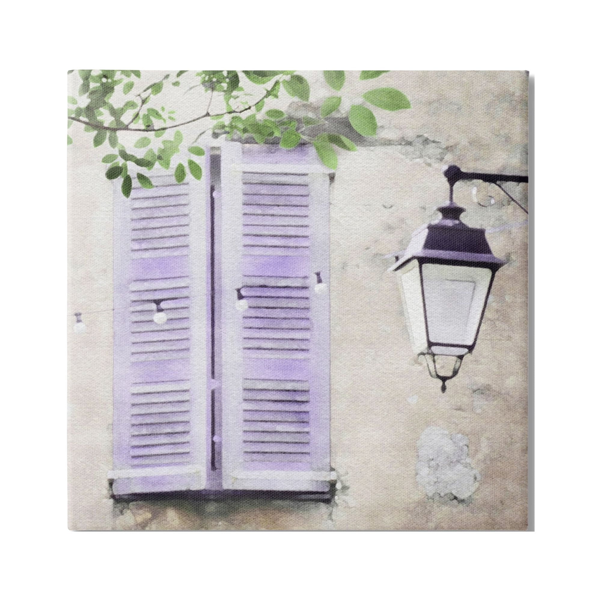 Stupell Industries Purple Shutters Scenery Travel & Places Painting Gallery Wrapped Canvas Print Wall Art, 24 x 24