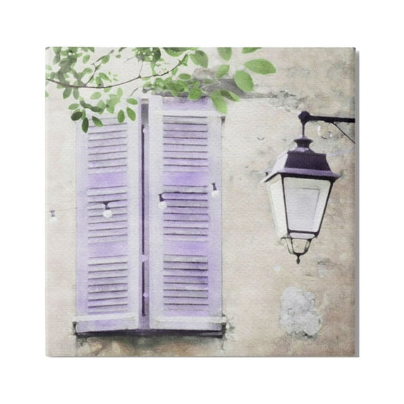 Stupell Industries Purple Shutters Scenery Travel & Places Painting Gallery Wrapped Canvas Print Wall Art, 30 x 30