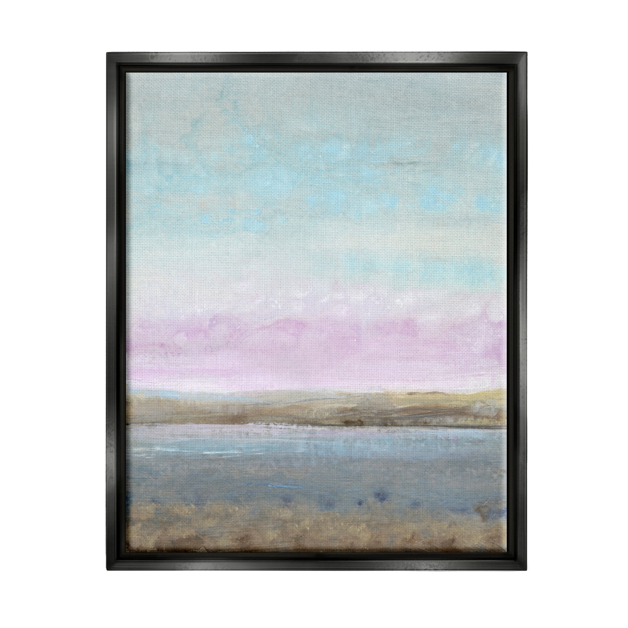 Stupell Industries Purple Sky Pond Nature Landscape Coastal Painting Black Floater Framed Art Print Wall Art