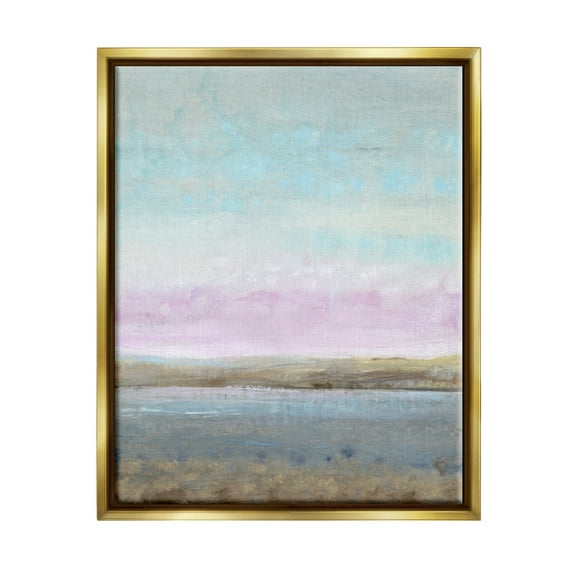 Stupell Industries Purple Sky Pond Nature Landscape Coastal Painting Gold Floater Framed Art Print Wall Art