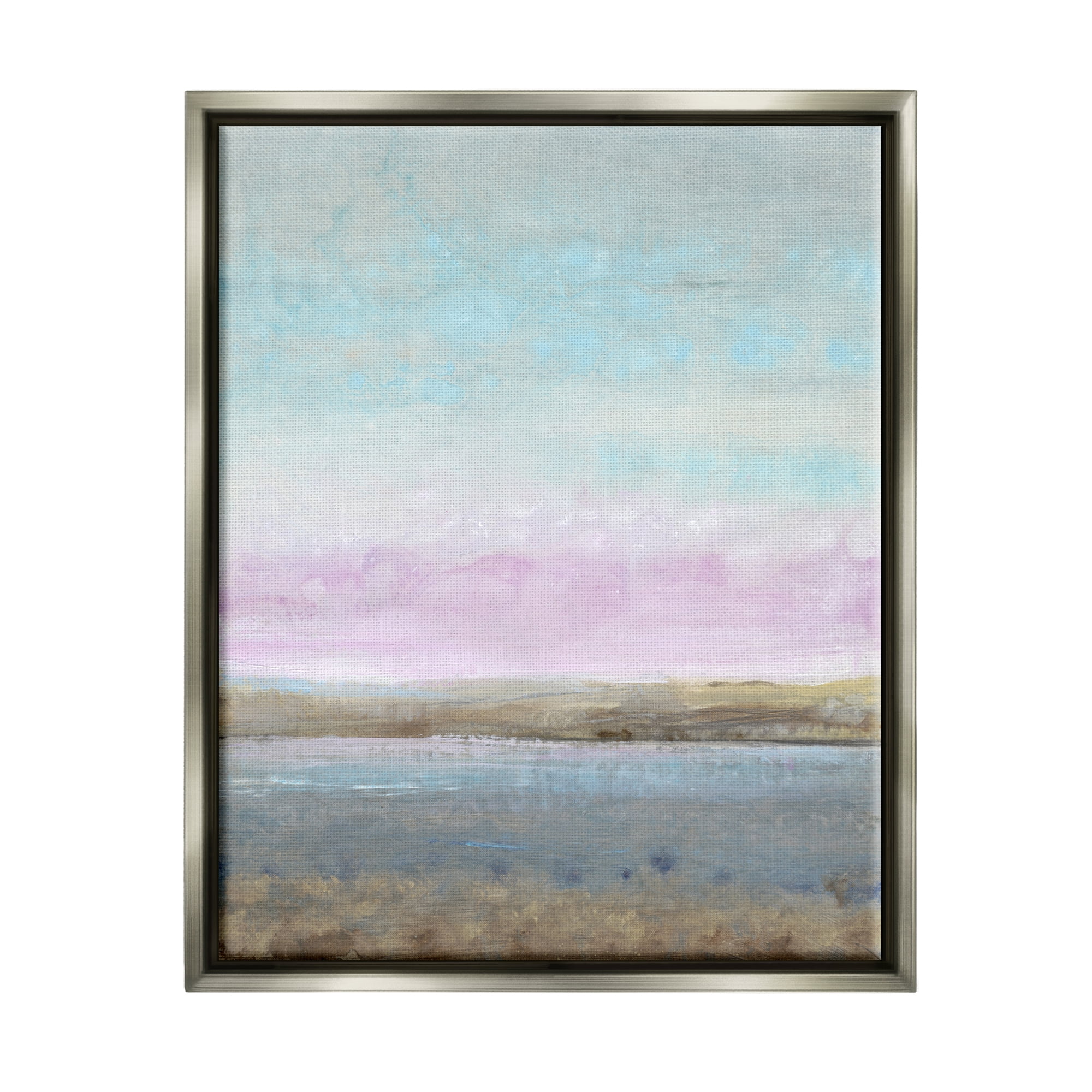 Stupell Industries Purple Sky Pond Nature Landscape Coastal Painting Gray Floater Framed Art Print Wall Art