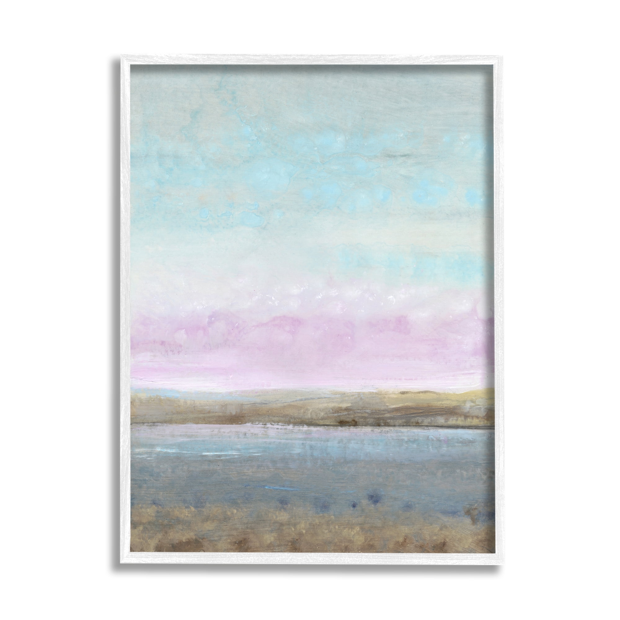 Stupell Industries Purple Sky Pond Nature Landscape Coastal Painting White Framed Art Print Wall Art