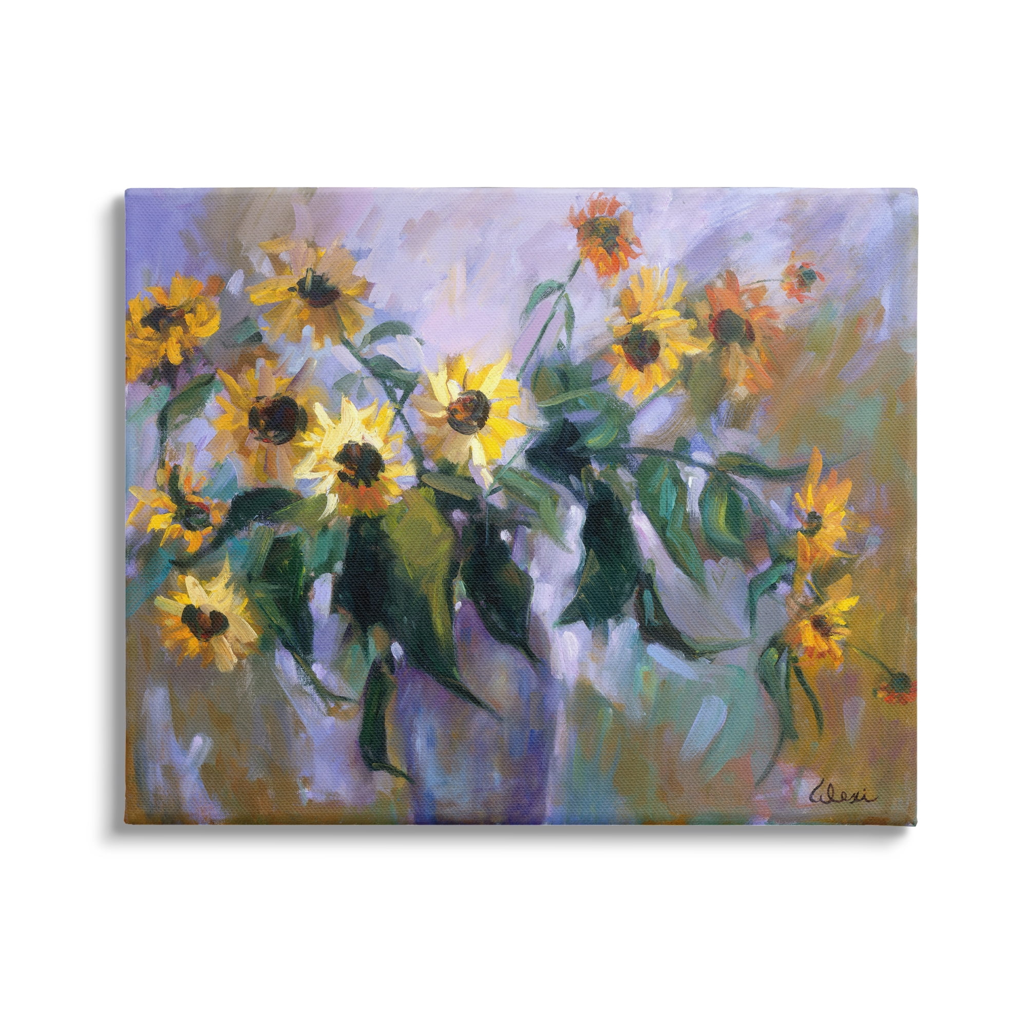Stupell Industries Purple Sunflowers Painting Botanical & Floral Painting Gallery Wrapped Canvas Art Print Wall Art, 48 x 36