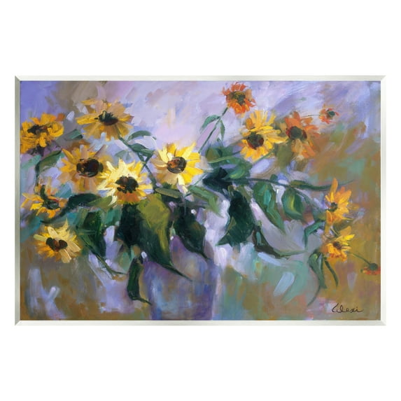 Stupell Industries Purple Sunflowers Painting Botanical & Floral Painting Unframed Art Print Wall Art, 19 x 13