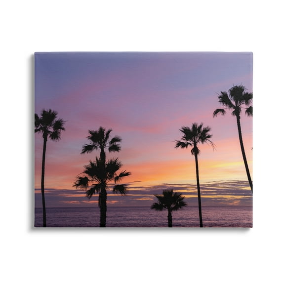Stupell Industries Purple Sunrise Sky Tall Palm Trees Silhouettes Photograph Gallery Wrapped Canvas Print Wall Art, Design by Jeff Poe Photography