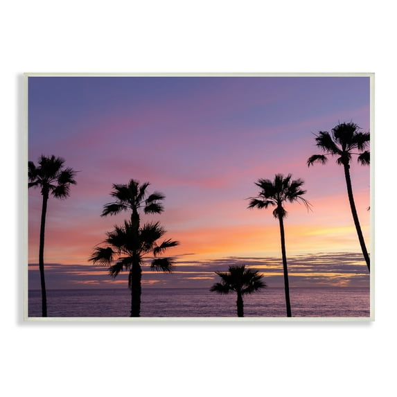 Stupell Industries Purple Sunrise Sky Tall Palm Trees Silhouettes Photograph Unframed Art Print Wall Art, Design by Jeff Poe Photography