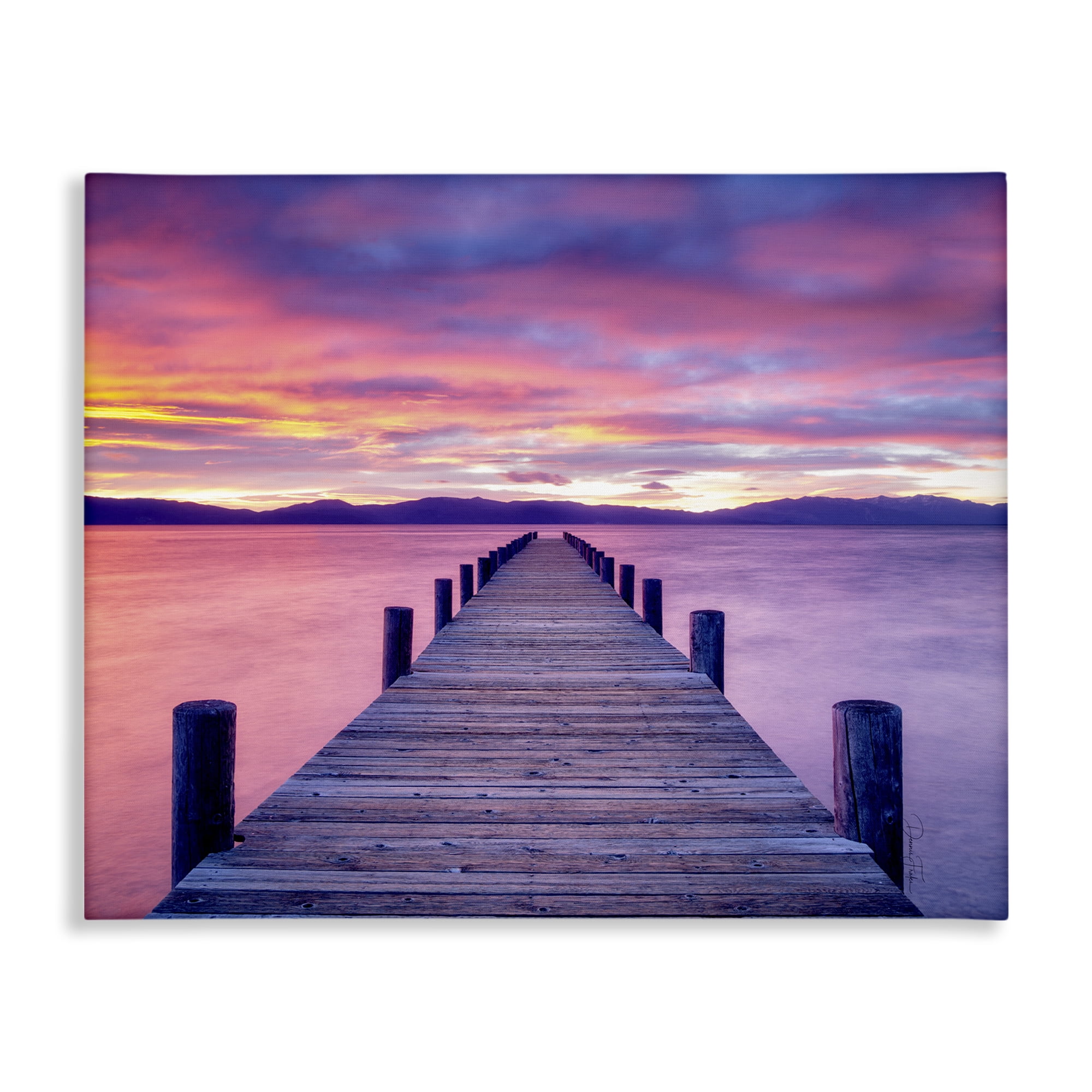 Stupell Industries Purple Sunset Dock Landscape Photography Gallery Wrapped Canvas Art Print Wall Art, 40 x 30
