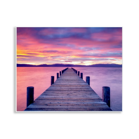 Stupell Industries Purple Sunset Dock Landscape Photography Unframed Art Print Wall Art, 14 x 11