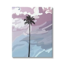 Stupell Industries Purple Sunset Tropical Palm Coastal Painting Gallery Wrapped Canvas Print Wall Art