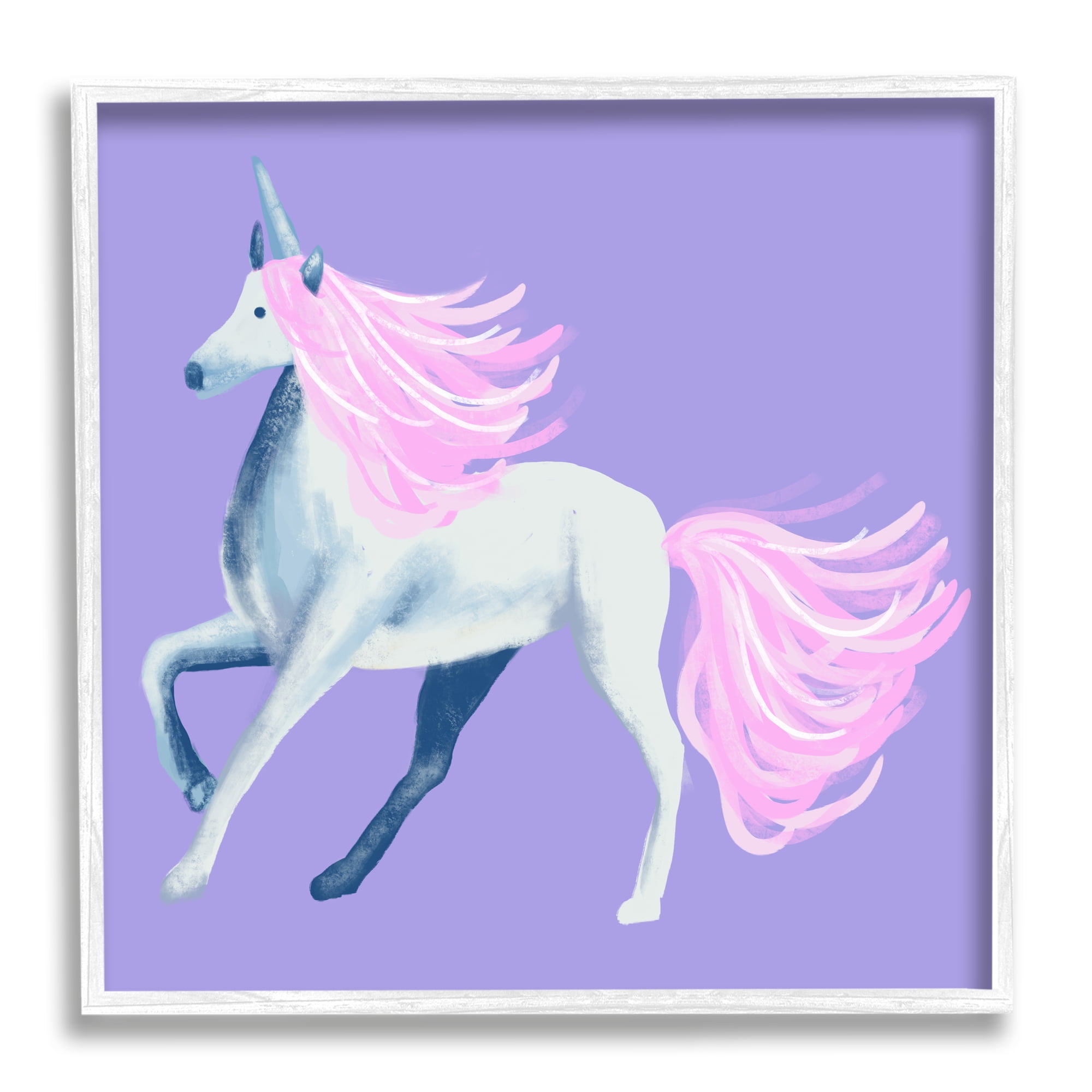 Stupell Industries Purple Unicorn Illustration Fairy Tales & Fantasy Painting White Framed Art Print Wall Art, 17 x 17