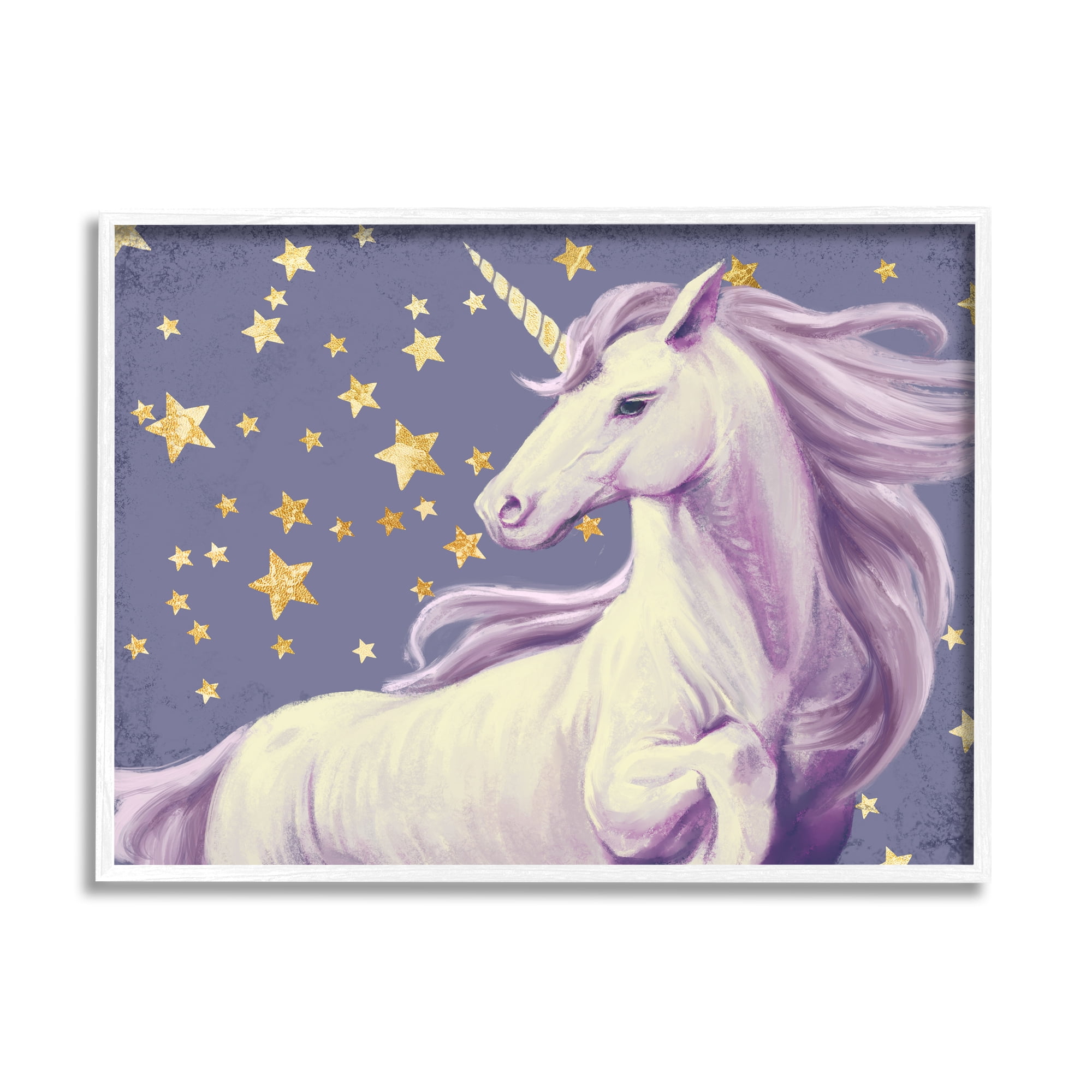 Stupell Industries Purple Unicorn in Starry Night Sky Space Fantasy , 24 x 30,Design by Ziwei Li