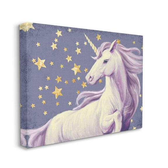 Stupell Industries Purple Unicorn in Starry Night Sky Space Fantasy Canvas Wall Art Design by Ziwei Li