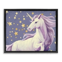 Stupell Industries Purple Unicorn in Starry Night Sky Space Fantasy Jet Black Framed Floating Canvas Wall Art, 16x20, by Ziwei Li