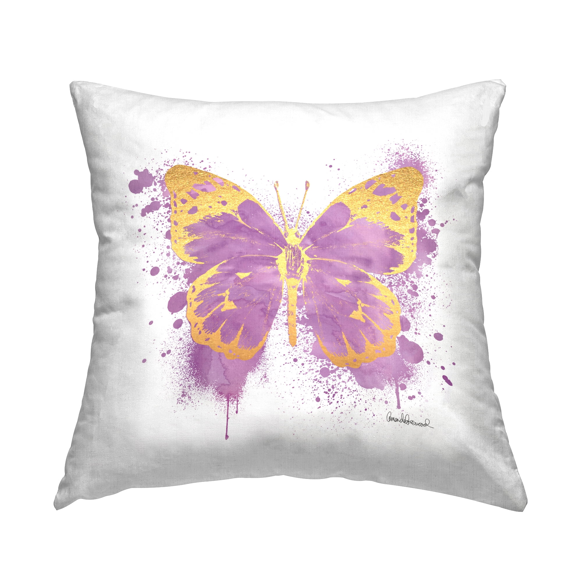Stupell Industries Purple Urban Splatter Butterfly Printed Throw Pillow Design by Amanda Greenwood