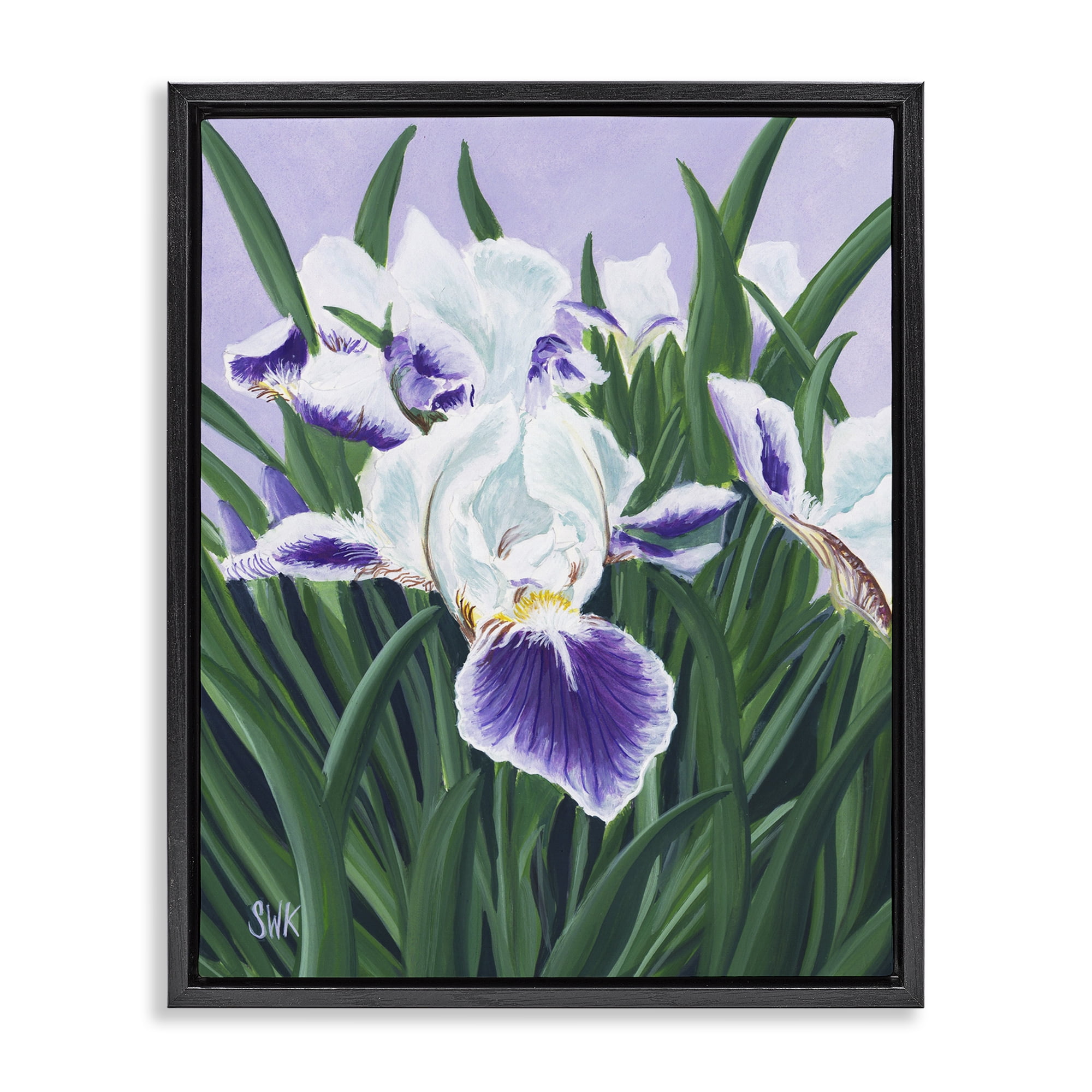 Stupell Industries Purple & White Irises Black Framed Floater Canvas Wall Art, design by Sarah Waldron Kimball