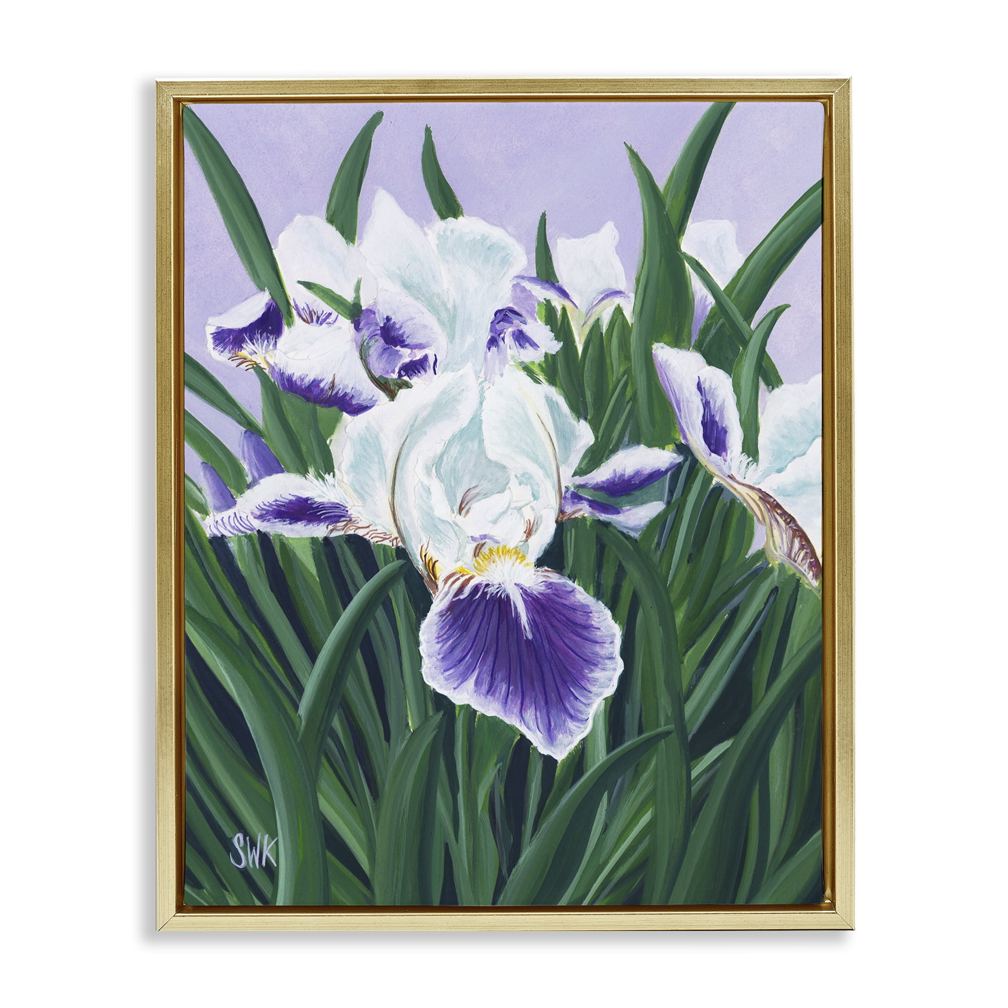 Stupell Industries Purple & White Irises Gold Framed Floater Canvas Wall Art, design by Sarah Waldron Kimball