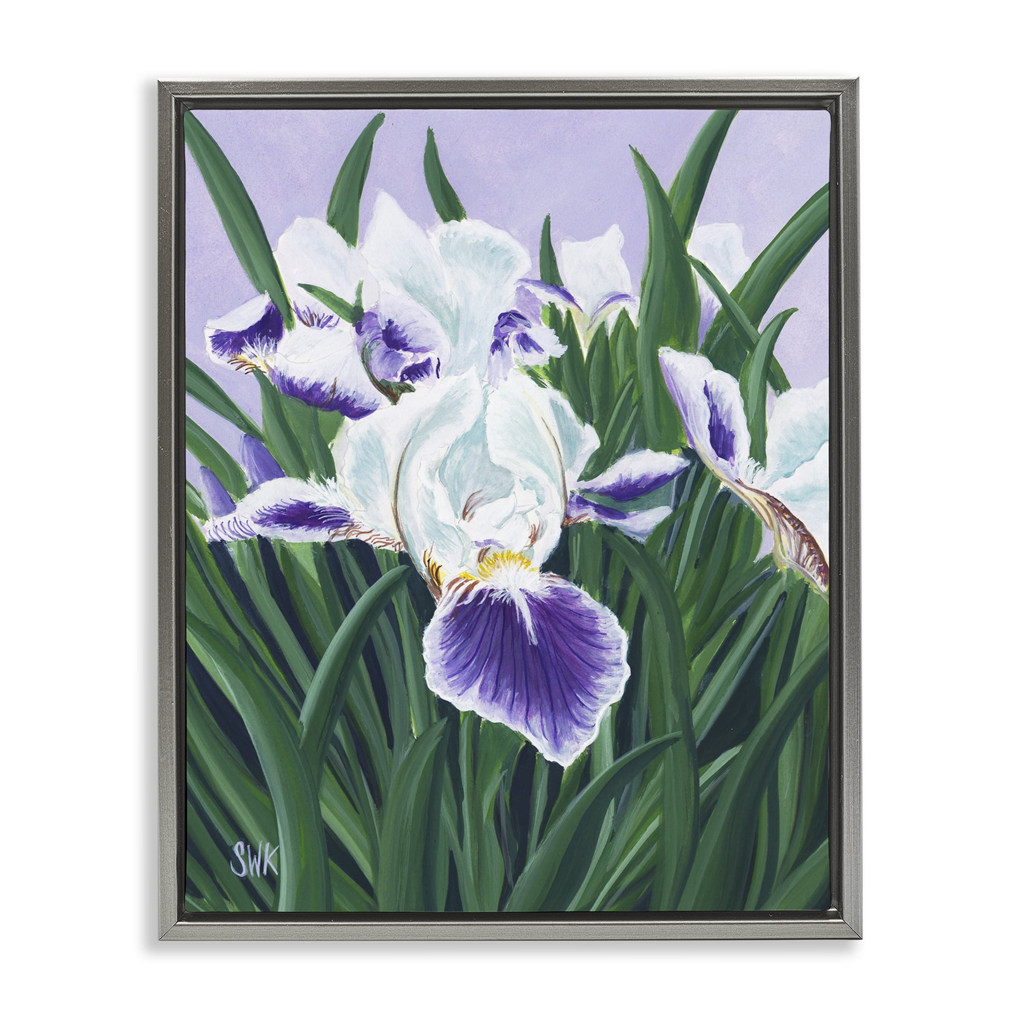 Stupell Industries Purple & White Irises Gray Framed Floater Canvas Wall Art, design by Sarah Waldron Kimball