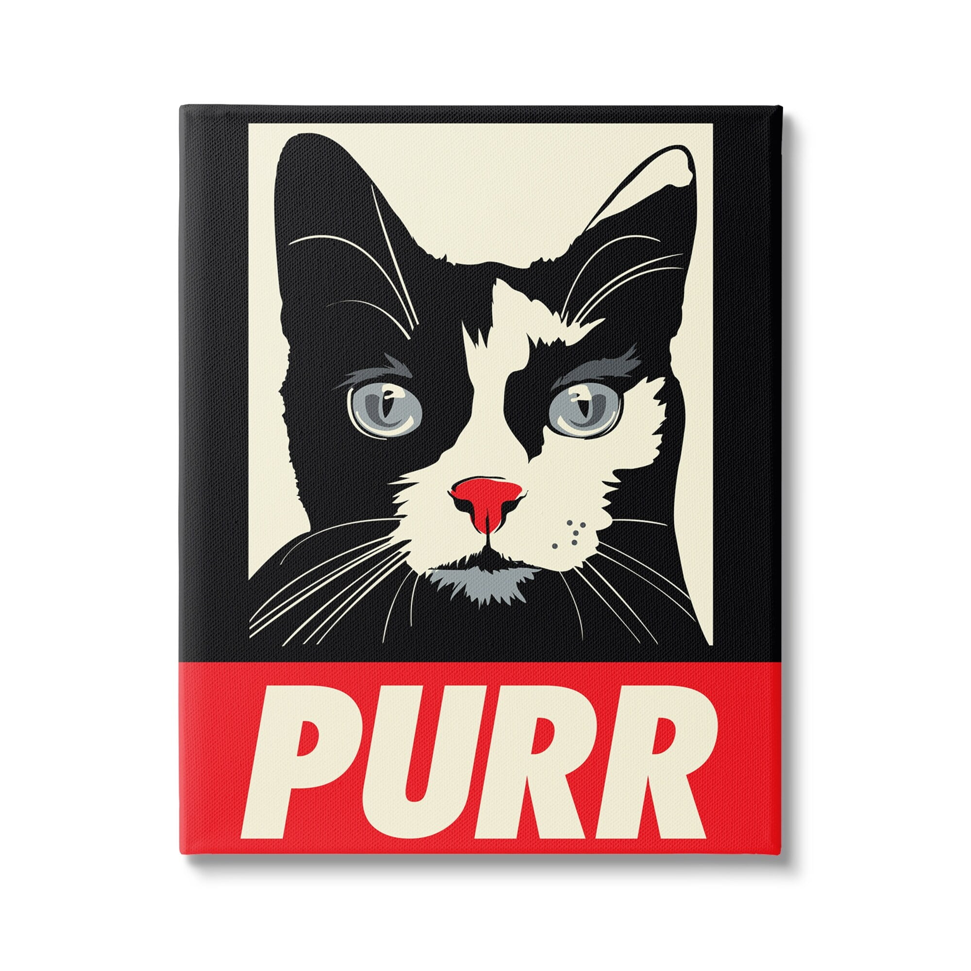Stupell Industries Purr Text Vintage Cat Red Black Pictural Sign Canvas Wall Art, 36 x 48, Design by Rachel Caldwell