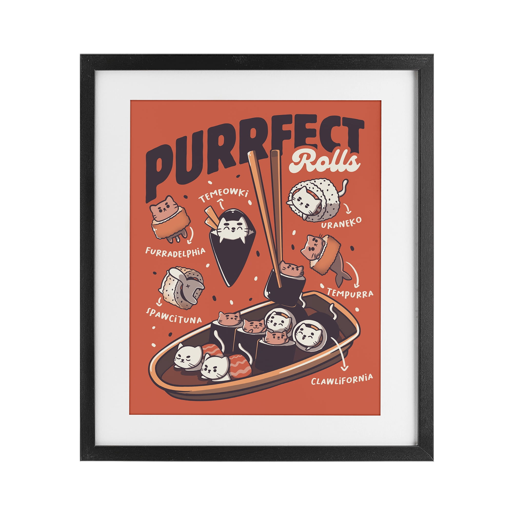 Stupell Industries Purrfect Rolls Sushi Cats Black Framed Print Under Glass, design by Tobe Fonseca