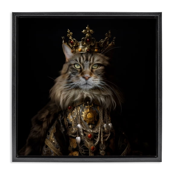 Stupell Industries Purrfectly Proper Cat Black Framed Floater Canvas Wall Art design by Kelley Parker, 18 x 18