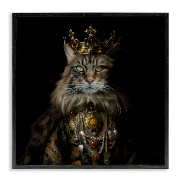 Stupell Industries Purrfectly Proper Cat Black Framed Giclee Art design by Kelley Parker, 12 x 12